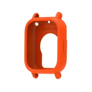 Custodia protettiva in silicone arancione per smartwatch, cover morbida antiurto antigraffio.