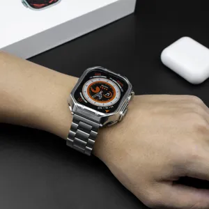 Cinturino per orologio in metallo di acciaio inossidabile e custodia protettiva TPU per Apple.