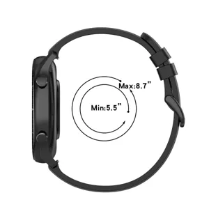 Universal silicone watch strap replacement band with adjustable wrist size min 5.5 to max 8.7 inches.