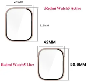 Coque de protection rigide et verre trempé compatibles avec Redmi Watch 5 Active et Lite.