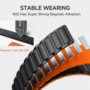Magnetic silicone watch band replacement strap with strong N52 magnets for daily wear.