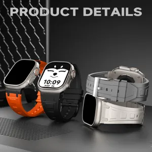 Cinturino di ricambio in silicone con connettori metallici per serie Apple Watch Ultra.