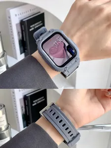 Graues TPU integriertes Schutzgehäuse und Uhrenarmband Detail, robustes Armor-Design für Uhr.
