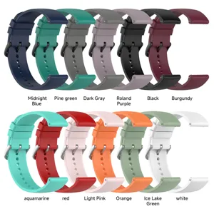 Detailed view of colorful silicone watch bands showcasing 12 vibrant color options clearly.