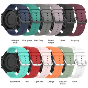 Silicone watch strap replacement smooth round tail universal smartwatch band in multiple vibrant colors