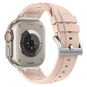 Cinturino per orologio in silicone con connettore in metallo per Apple Watch Ultra, rosa.