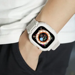 Robuste TPU Schutzhülle mit integriertem Armband kompatibel für Apple Watch Ultra, grau.