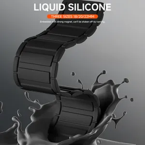 Liquid silicone magnetic watch strap replacement compatible with smartwatches 18mm 20mm 22mm.