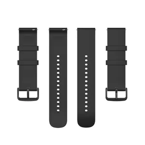 Black silicone watch strap replacement universal soft rubber band for smart watch 20mm 22mm