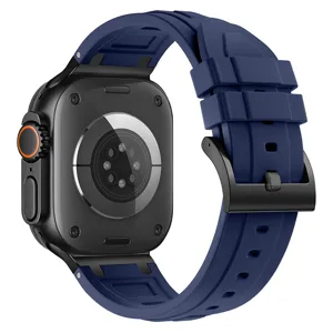 Cinturino Orologio Silicone Compatibile per Apple Watch Ultra Cinturino Blu Fibbia Metallo