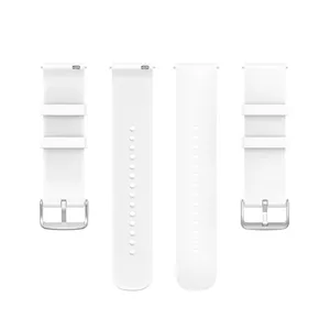 Silicone watch strap detail view, smooth round tail design, white color, 20mm 22mm universal.