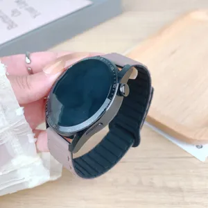 Silicone magnetic loop watch band detail shot, showcasing the dual-tone texture and clasp.