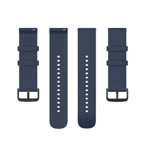Dark blue silicone smartwatch replacement strap 20mm 22mm universal soft wristband accessory