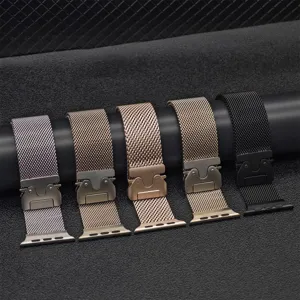 Ανοξείδωτο λουράκι ρολογιού Milanese συμβατό με Apple Watch, με πολλαπλά χρώματα.