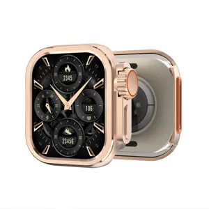 Rose gold zinc alloy metal protective watch case compatible with Apple Watch Ultra style design