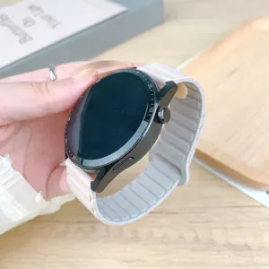 Close-up detail of the silicone magnetic loop watch band, flexible texture and secure clasp.