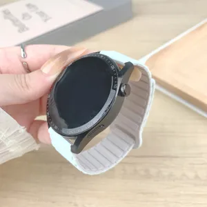 Silicone magnetic loop watch strap compatible for smartwatches, dual-color design.