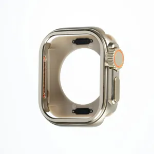 Zinc alloy protective watch case for Apple Watch, durable metal bumper shell design, gold tone.