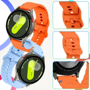 Silicone wavy replacement watch strap compatible with smartwatches, 20mm durable sports band.