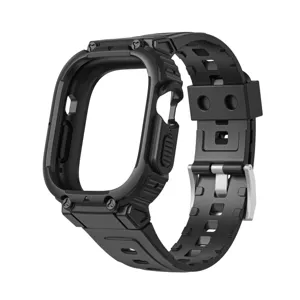 Ανθεκτική θήκη και λουράκι TPU συμβατή με Apple Watch Ultra, μαύρο προστατευτικό λουράκι!