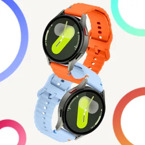 Silicone watch strap detail view, wave stitching design, compatible with smartwatches.