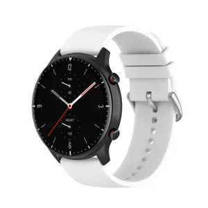 White silicone watch strap 20mm 22mm universal smooth replacement band for smart watch.
