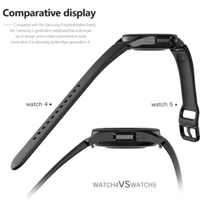 Vista dettagliata che confronta i cinturini in silicone per le serie di orologi Samsung Galaxy.