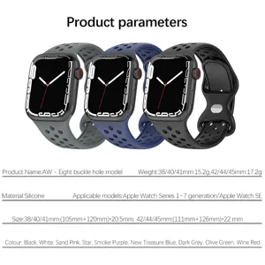 Silikon Uhrenarmband atmungsaktiv Ersatz für Apple Watch SE Series 7 6 5 4 3 2 1