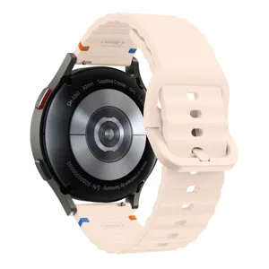 Silicone watch strap 20mm wavy replacement band compatible with smartwatches beige