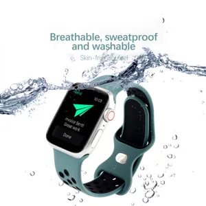 Silikon Uhrenarmband kompatibel mit Apple Watch, atmungsaktives perforiertes Design für den Alltag.
