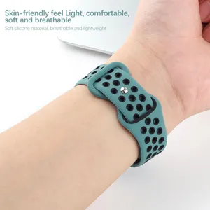 Silikon Sport Uhrenarmband Atmungsaktiv Perforiert Ersatz Armband für Smartwatch Zubehör