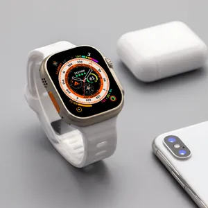 Replacement sports silicone watch band for Apple Watch Ultra, stylish white strap.