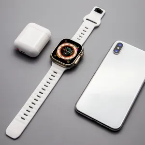 Silicone sports watch band replacement strap for Apple Watch Ultra 49mm white color