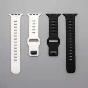 Silicone watch strap replacement for Apple Watch Ultra sports band detail closeup view.