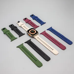 Replacement silicone watch bands compatible with Apple Watch Ultra and sports strap options.