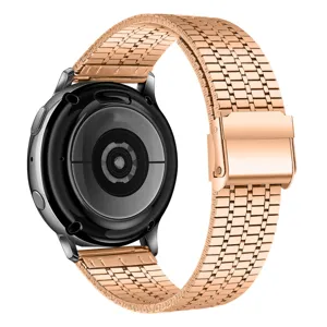 Rose Gold Stainless Steel Watch Band 20mm 22mm Seven Bead Strap with Safety Clasp