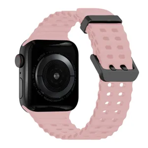 Antallaktiko louraki silikonis ocean gia Apple Watch 44mm 45mm 49mm roz xroma