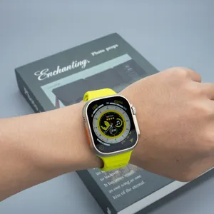 Vibrant yellow silicone watch band replacement for smart watch, comfortable and durable sport strap.