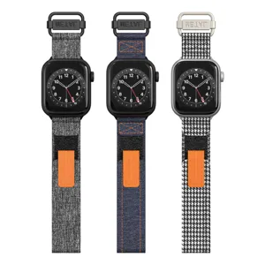 Canvas Loop Velcro Watch Strap Band Compatible with Apple Watch Ultra 9 8 7 6