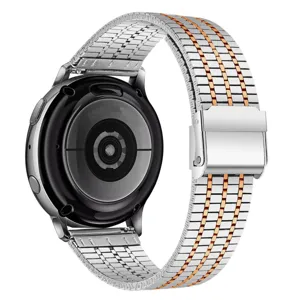 Stainless steel metal watch strap replacement band with double locking clasp for smart watch 20mm 22mm
