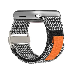 Houndstooth nylon loop watch strap compatible with Apple Watch Ultra 49mm 45mm 44mm 42mm