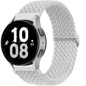 Universal nylon braided loop strap with adjustable sliding buckle for smart watch white