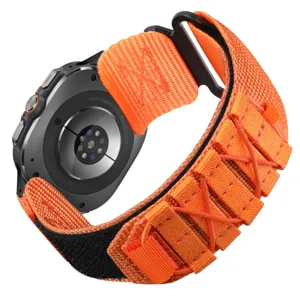 Oranger Nylon Loop Uhrenarmband, atmungsaktives gewebtes Ersatzarmband für Outdoor und Sport.