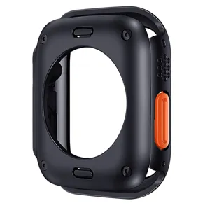 Μαύρη προστατευτική θήκη PC συμβατή με στυλ Apple Watch Ultra, άποψη λεπτομέρειας.
