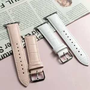 Bamboennerf Leren Horlogeband Compatibel Met Apple Watch Vervangende Band Luxe Zakelijke Stijl