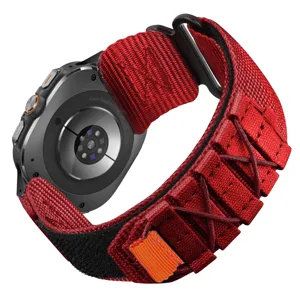 Rotes Nylon Alpiner Loop gewebtes Ersatzarmband kompatibel mit 47mm Smartwatch.