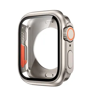 Σκληρή θήκη προστασίας PC σε στυλ Apple Watch Ultra με ενσωματωμένο γυαλί οθόνης.