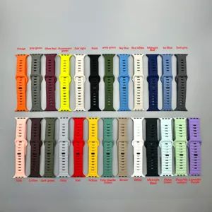 Silicone sports watch band compatible with Apple Watch Ultra and Series, solid color replacement strap.