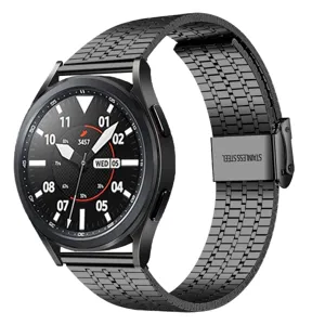 Black stainless steel watch band 20mm 22mm metal strap with double safety fold clasp