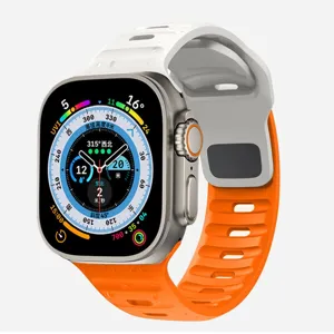 Replacement silicone sports strap for Apple Watch Ultra, comfortable snap closure design.